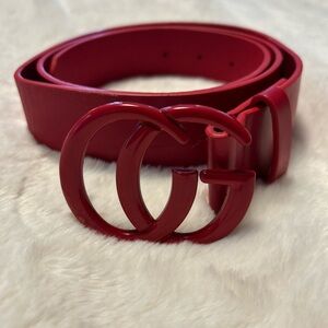 Gucci Red Women's Belt with GG Buckle